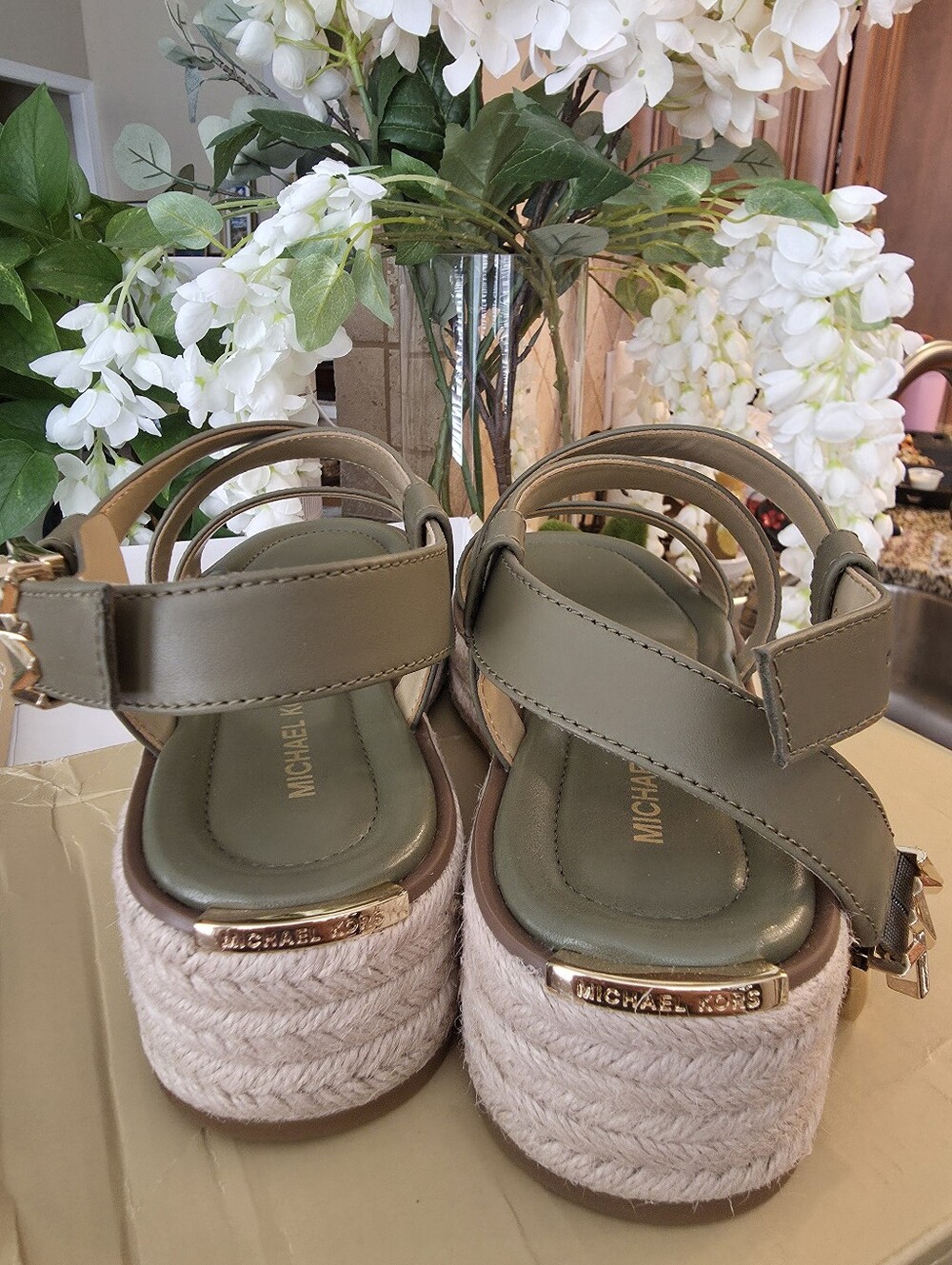 New In Box Michael Kors Lynn Leather Platform Espadrille Sandal Sz 8.5 - Picture 8 of 10